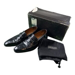 Mezlan Turner Blue‎ Ostrich Men's Buckle Loafer Size 10 Excellent